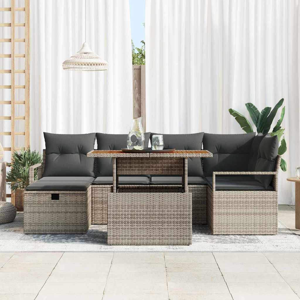 8721288414472_mo-im_en_hd_2 vidaXL Garden Sofa Set Height-Adjustable 7 pcs Grey Poly Rattan - Image 3
