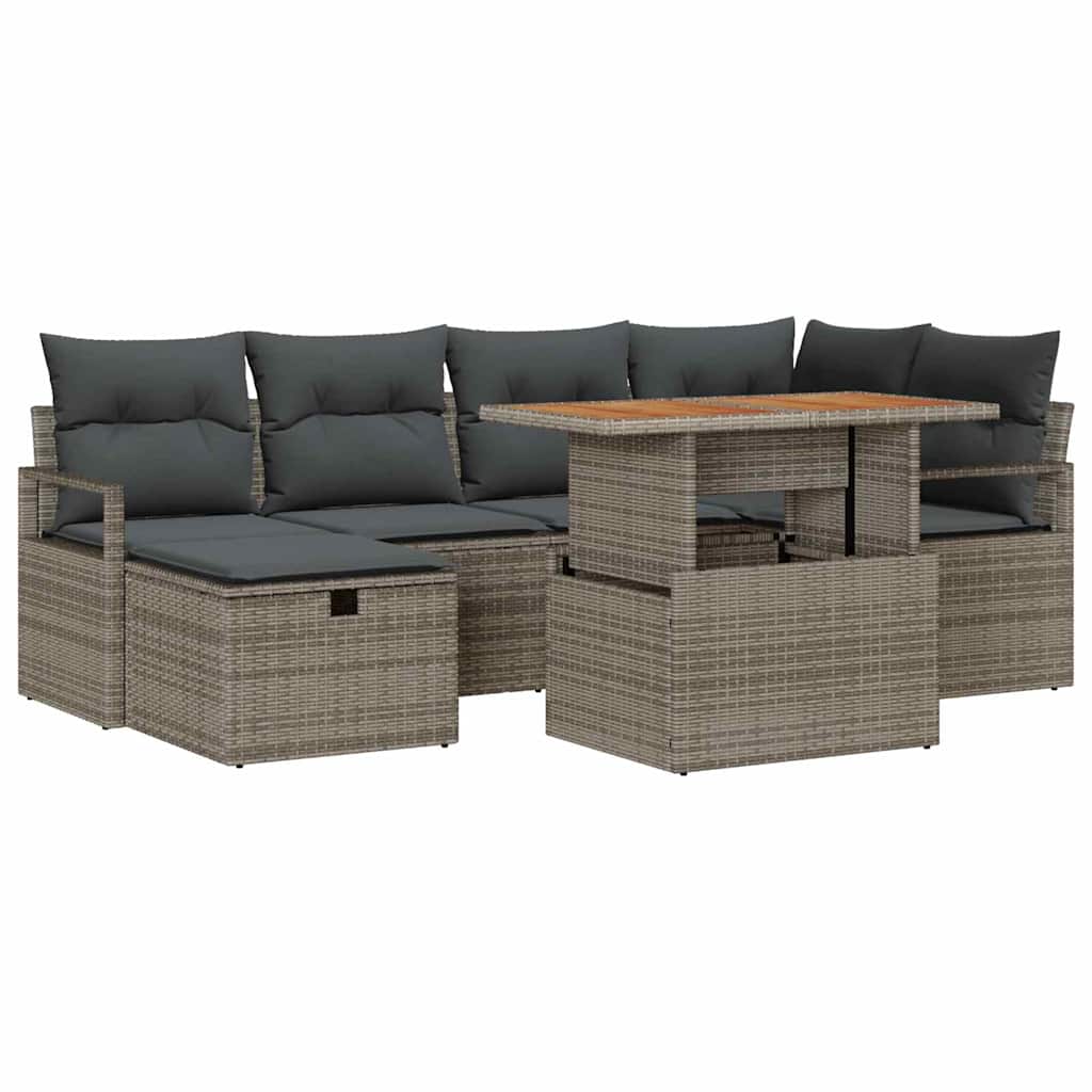 8721288414472_wbg-an-m_en_hd_6 vidaXL Garden Sofa Set Height-Adjustable 7 pcs Grey Poly Rattan - Image 2
