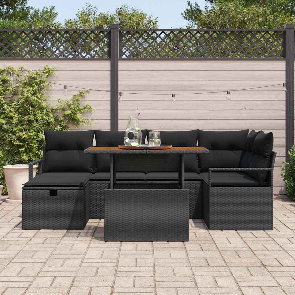 8721288414502_mo-im_en_hd_2 vidaXL Garden Sofa Set Height-Adjustable 7 pcs Black Poly Rattan - Image 3