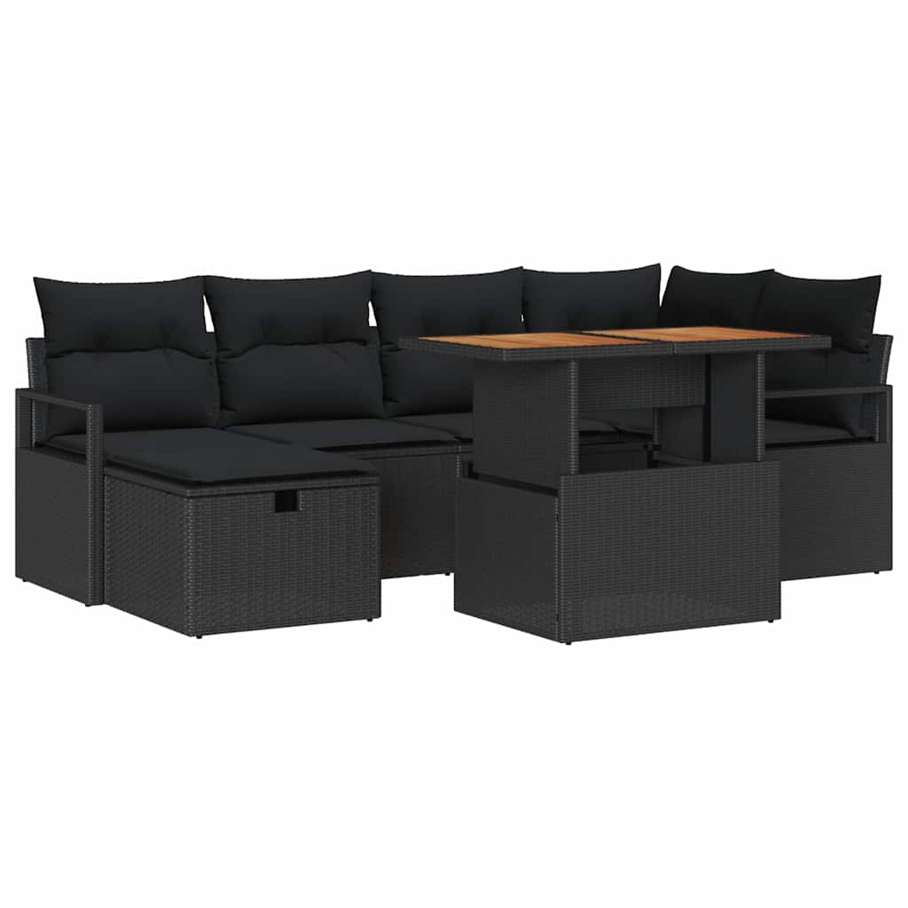 8721288414502_wbg-an-m_en_hd_6 vidaXL Garden Sofa Set Height-Adjustable 7 pcs Black Poly Rattan - Image 2