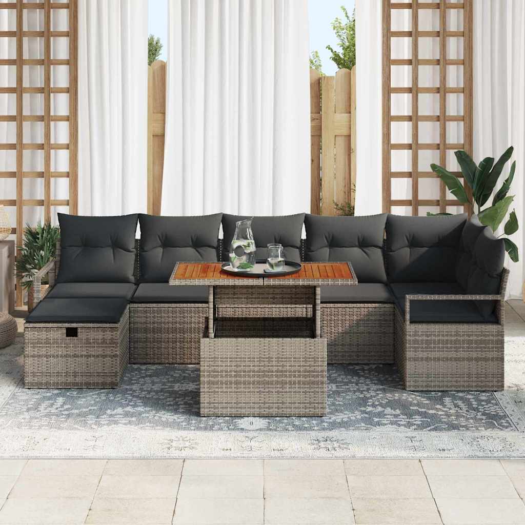 8721288414540_mo-im_en_hd_2 vidaXL Garden Sofa Set Height-Adjustable 8 pcs Grey Poly Rattan - Image 3