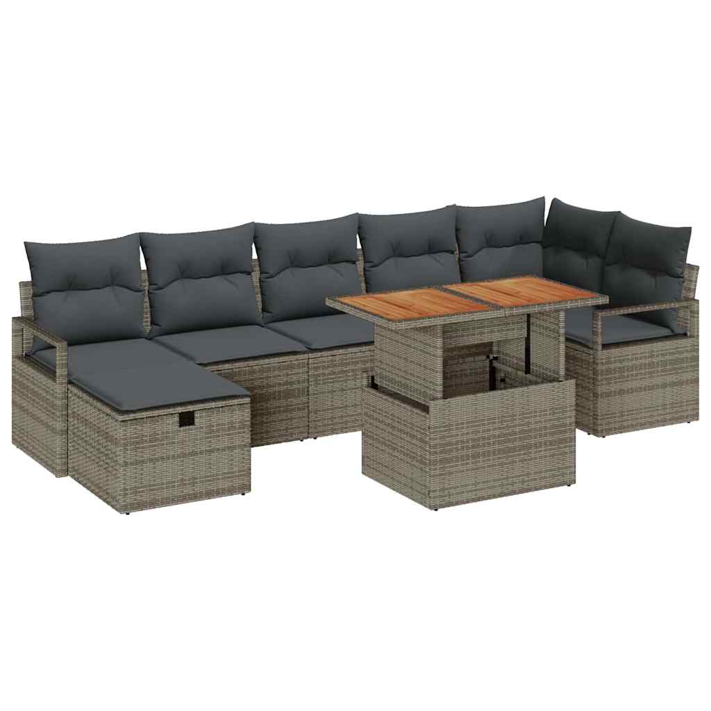 8721288414540_wbg-an-m_en_hd_6 vidaXL Garden Sofa Set Height-Adjustable 8 pcs Grey Poly Rattan - Image 2