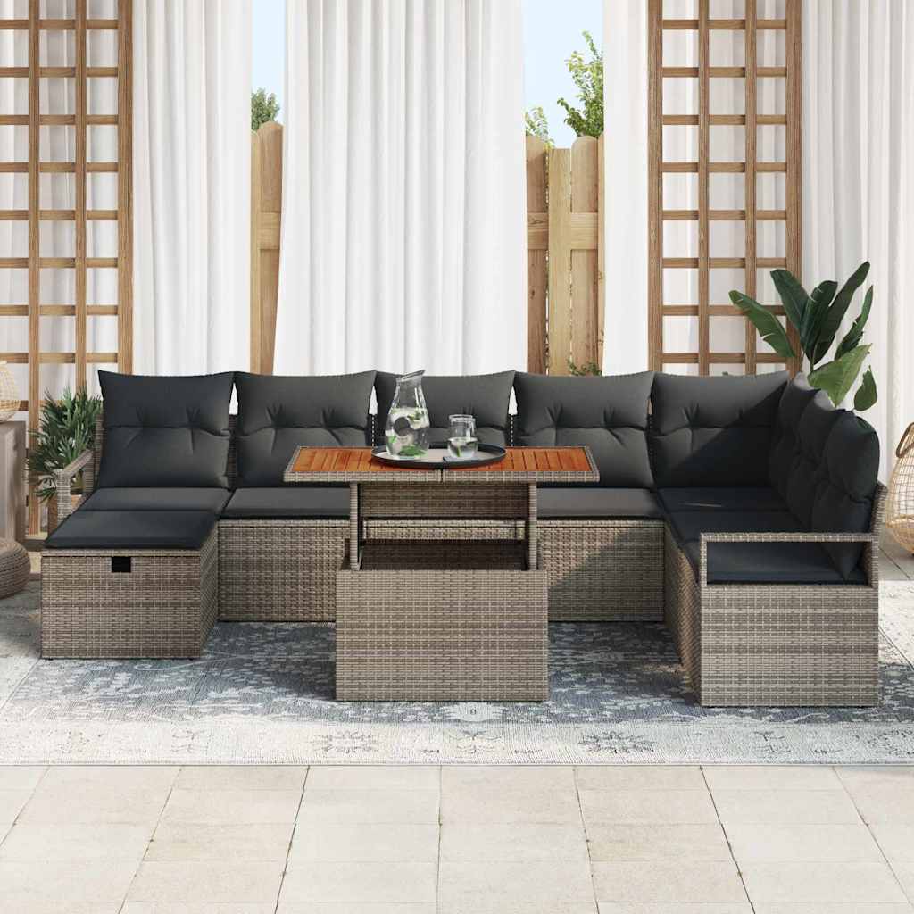 8721288414618_mo-im_en_hd_2 vidaXL Garden Sofa Set Height-Adjustable 9 pcs Grey Poly Rattan - Image 3