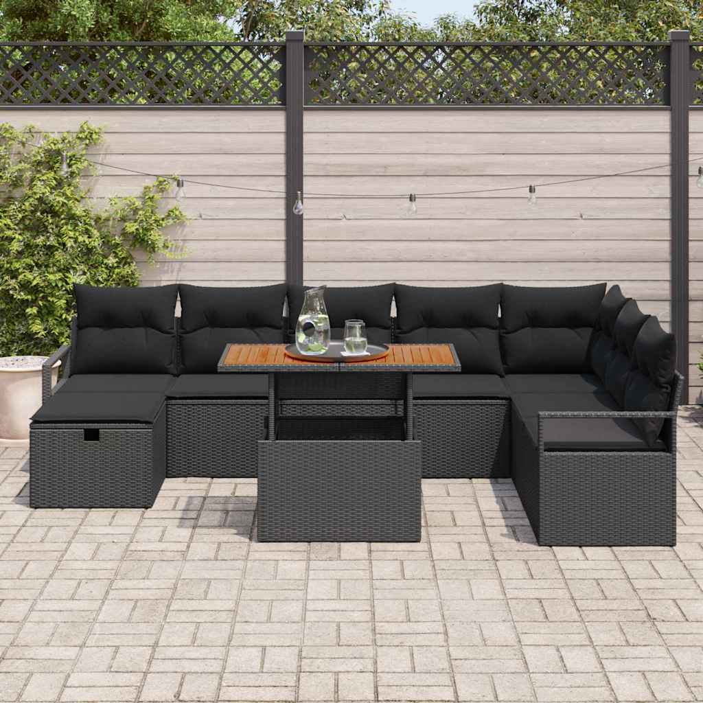 8721288414649_mo-im_en_hd_2 vidaXL Garden Sofa Set Height-Adjustable 9 pcs Black Poly Rattan - Image 3