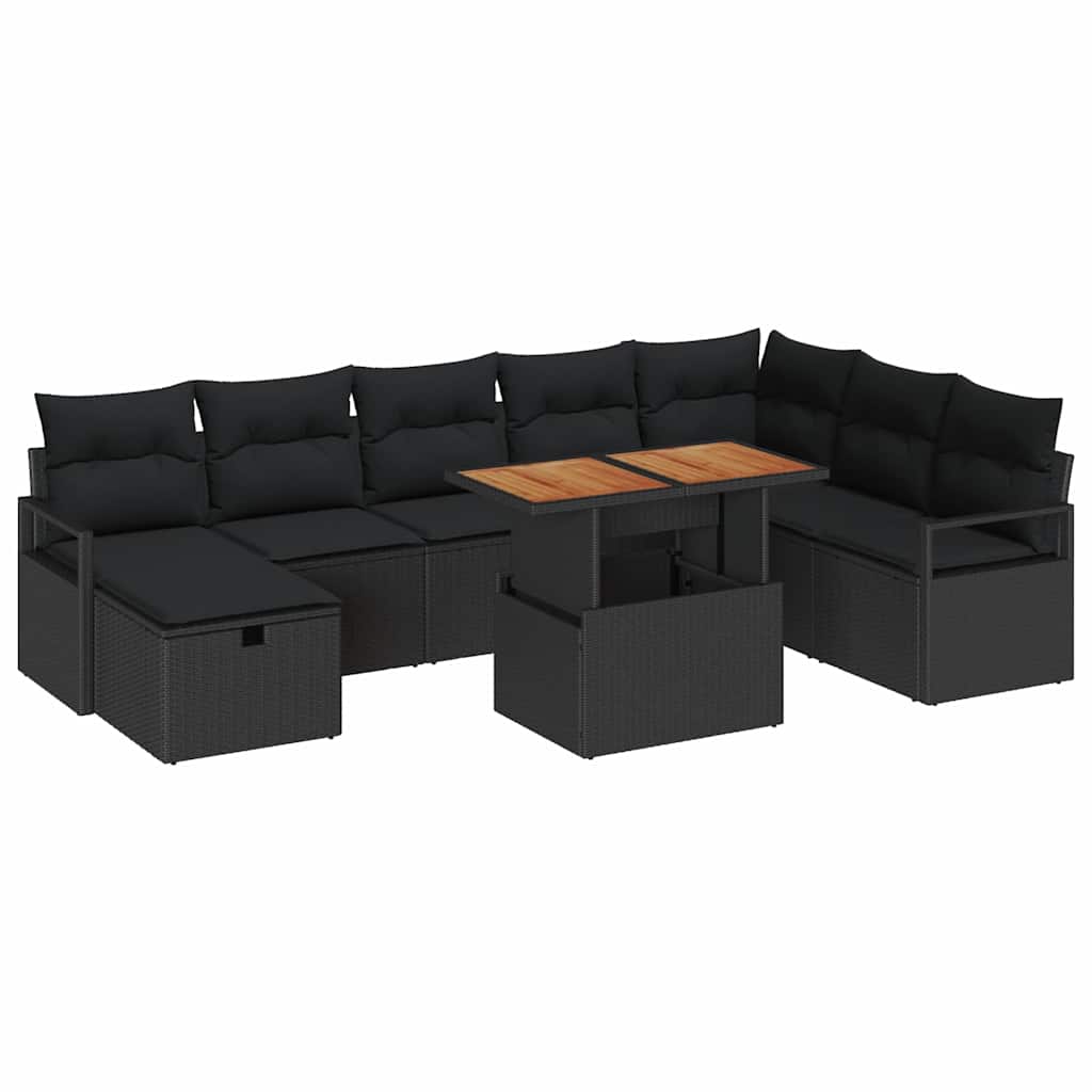 8721288414649_wbg-an-m_en_hd_6 vidaXL Garden Sofa Set Height-Adjustable 9 pcs Black Poly Rattan - Image 2