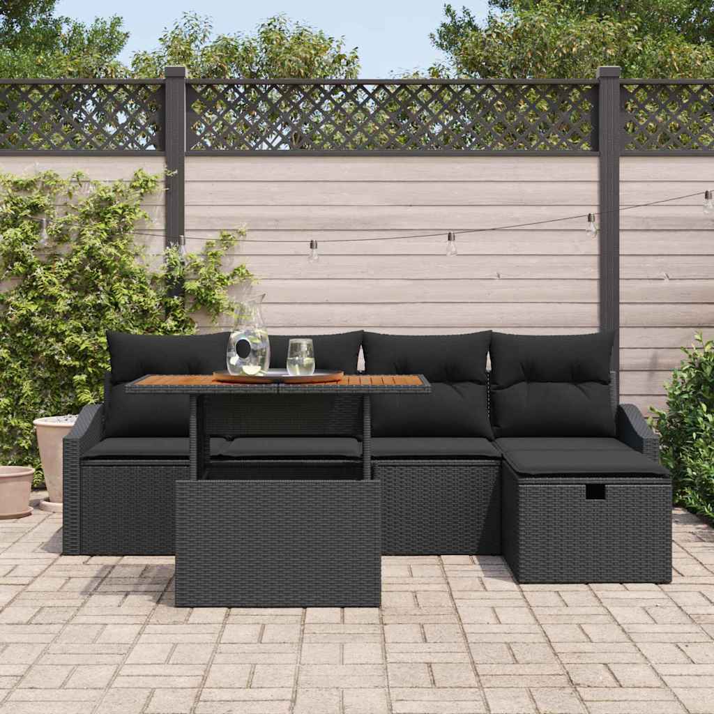 8721288414717_mo-im_en_hd_2 vidaXL Garden Sofa Set Height-Adjustable 6 pcs Black Poly Rattan - Image 3