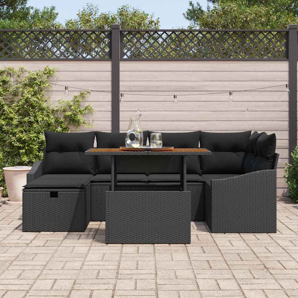 8721288414786_mo-im_en_hd_2 vidaXL Garden Sofa Set Height-Adjustable 7 pcs Black Poly Rattan - Image 3