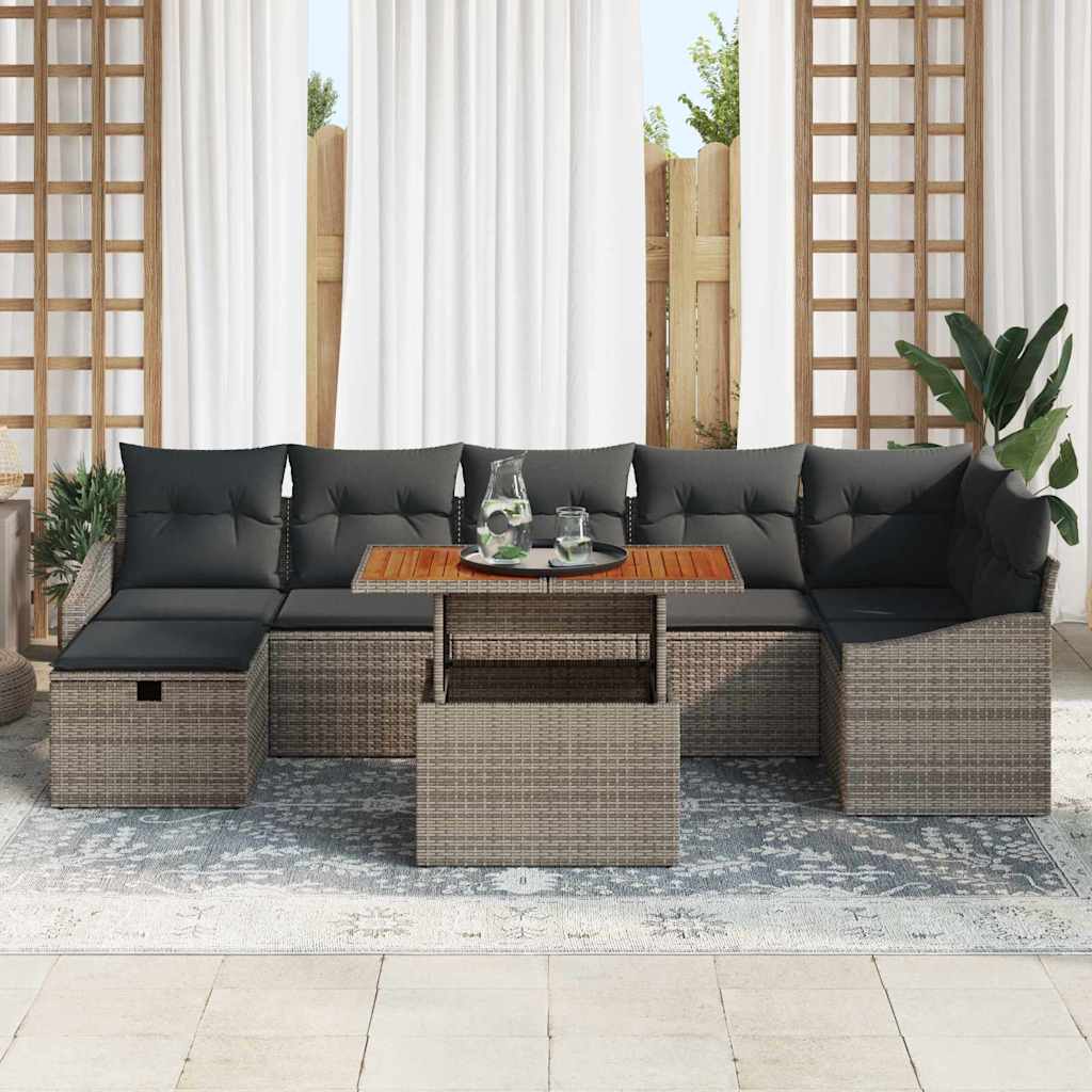 8721288414823_mo-im_en_hd_2 vidaXL Garden Sofa Set Height-Adjustable 8 pcs Grey Poly Rattan - Image 3