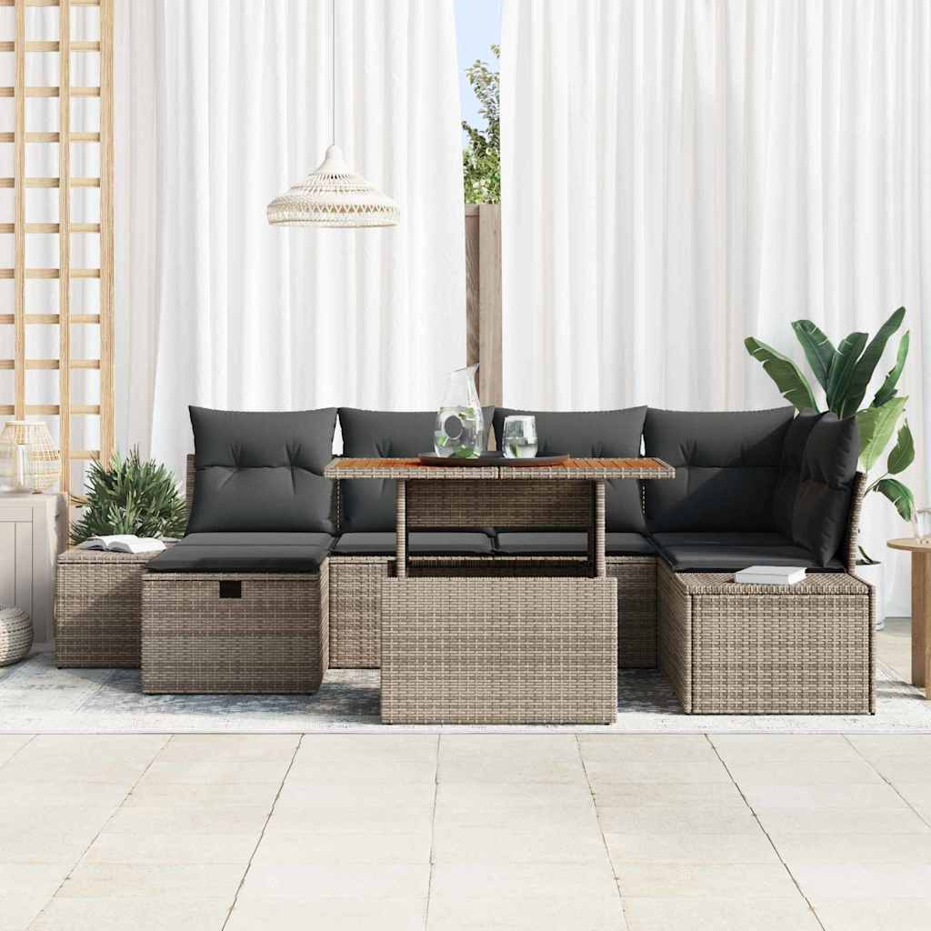 8721288415035_mo-im_en_hd_2 vidaXL Garden Sofa Set Height-Adjustable 7 pcs Grey Poly Rattan - Image 3
