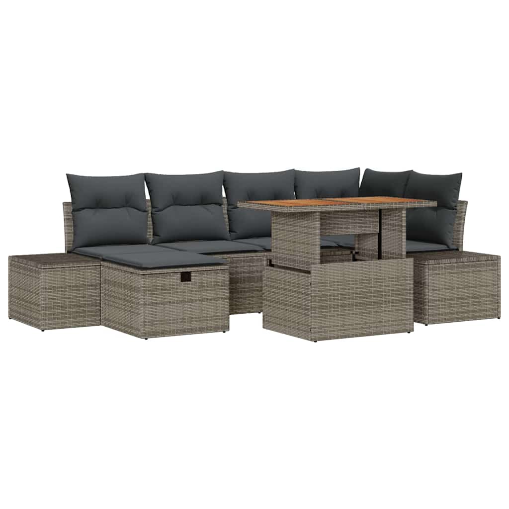 8721288415035_wbg-an-m_en_hd_6 vidaXL Garden Sofa Set Height-Adjustable 7 pcs Grey Poly Rattan - Image 2
