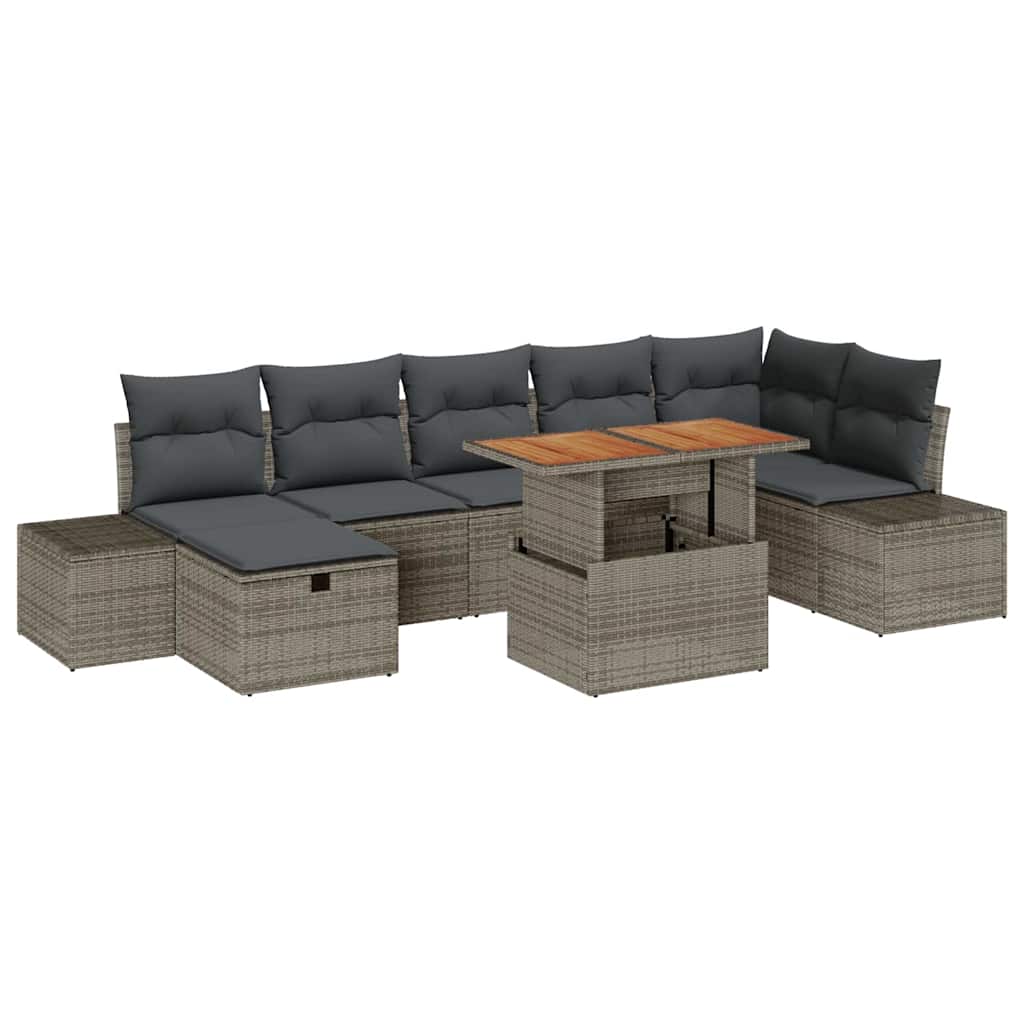 8721288415103_wbg-an-m_en_hd_6 vidaXL Garden Sofa Set Height-Adjustable 8 pcs Grey Poly Rattan - Image 2