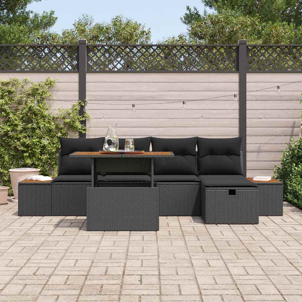 8721288415240_mo-im_en_hd_2 vidaXL Garden Sofa Set Height-Adjustable 6 pcs Black Poly Rattan - Image 3