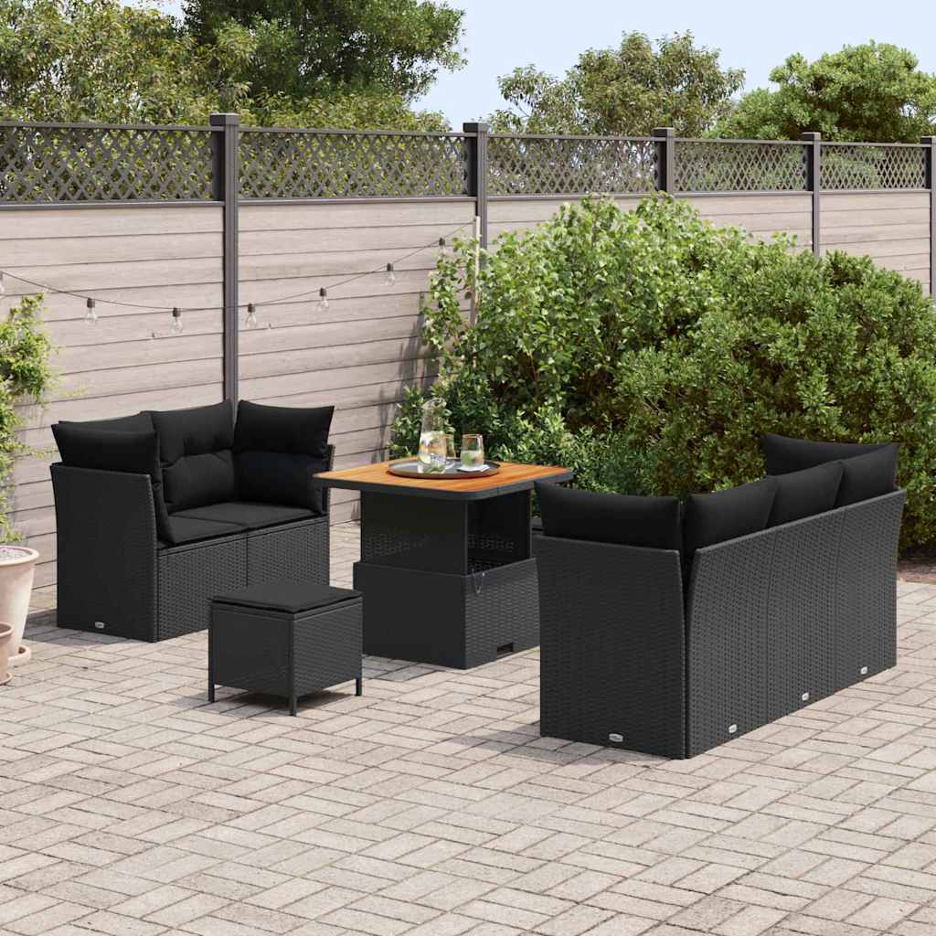 8721288415431_mo-im_en_hd_2 vidaXL Garden Sofa Set Height-Adjustable 8 pcs Black Poly Rattan - Image 3