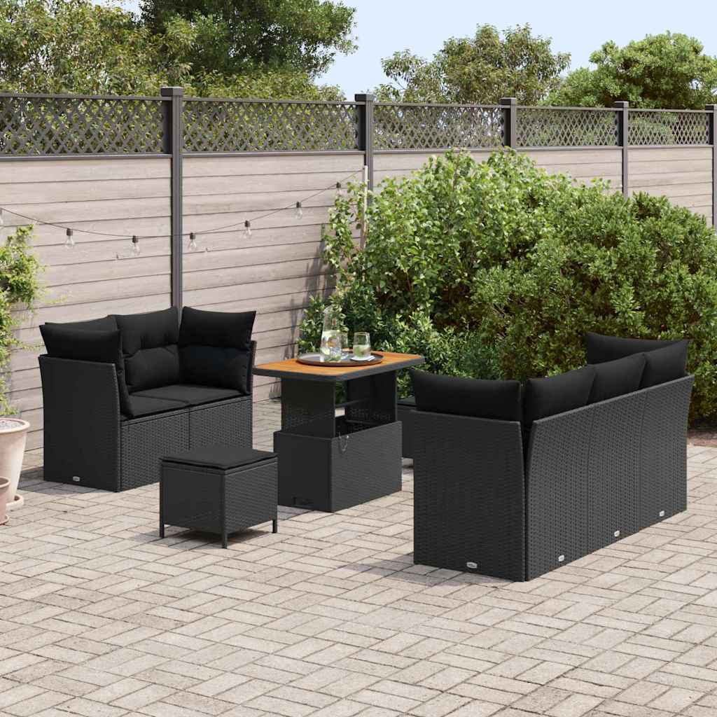 8721288415486_mo-im_en_hd_2 vidaXL Garden Sofa Set Height-Adjustable 8 pcs Black Poly Rattan - Image 3