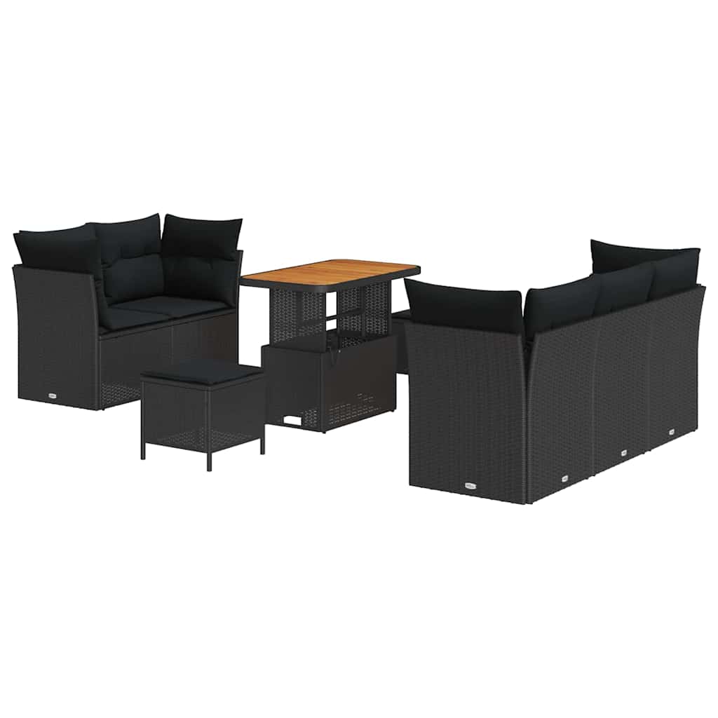 8721288415486_wbg-an-m_en_hd_4 vidaXL Garden Sofa Set Height-Adjustable 8 pcs Black Poly Rattan - Image 2