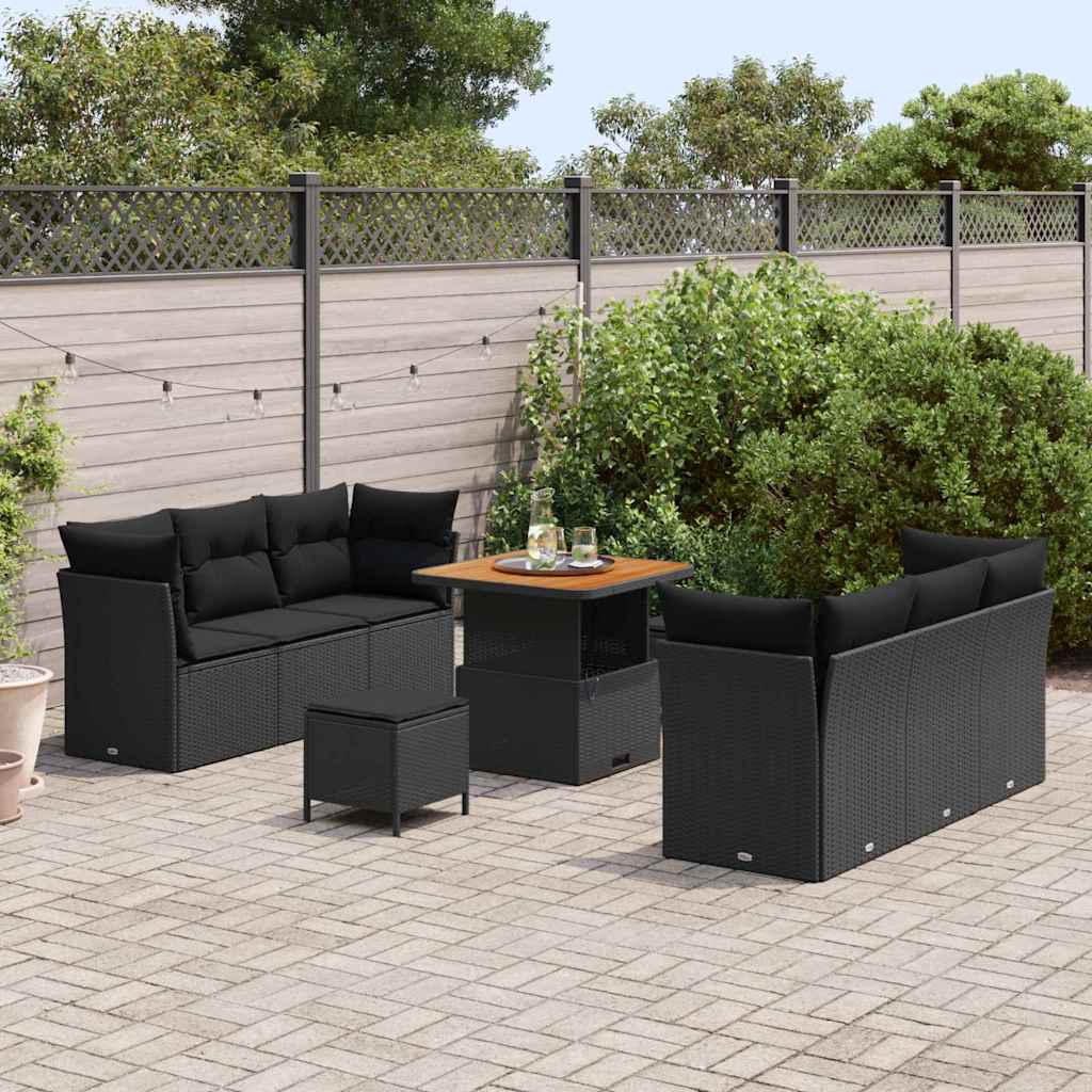 8721288415530_mo-im_en_hd_2 vidaXL Garden Sofa Set Height-Adjustable 9 pcs Black Poly Rattan - Image 3