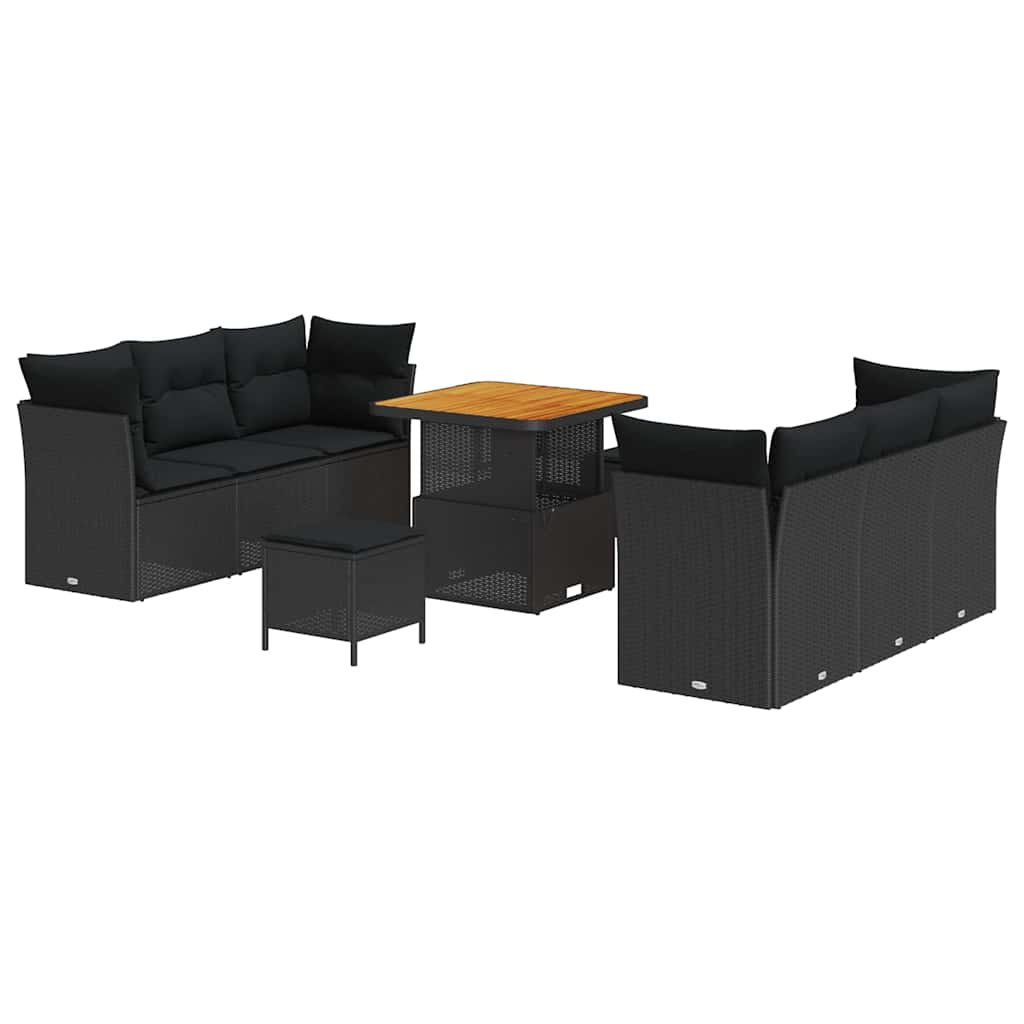 8721288415530_wbg-an-m_en_hd_4 vidaXL Garden Sofa Set Height-Adjustable 9 pcs Black Poly Rattan - Image 2