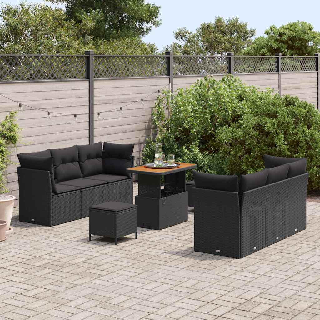8721288415585_mo-im_en_hd_2 vidaXL Garden Sofa Set Height-Adjustable 9 pcs Black Poly Rattan - Image 3