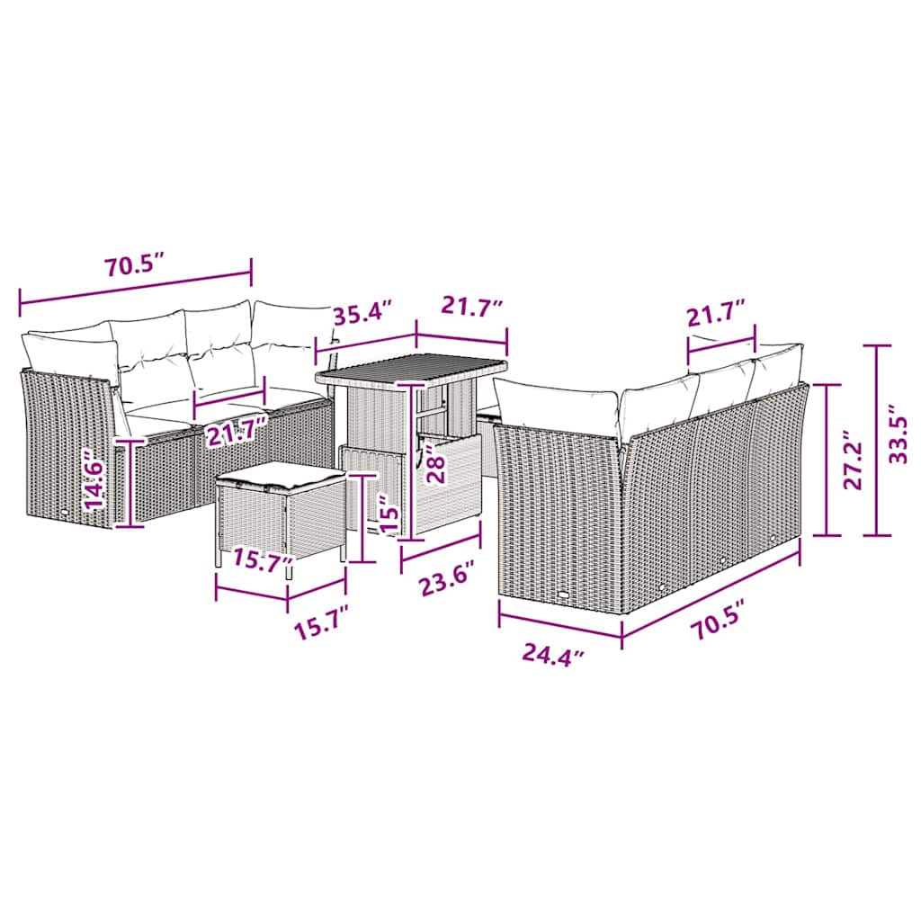 8721288415585_wbg-siz_en_hd_1 vidaXL Garden Sofa Set Height-Adjustable 9 pcs Black Poly Rattan - Image 9