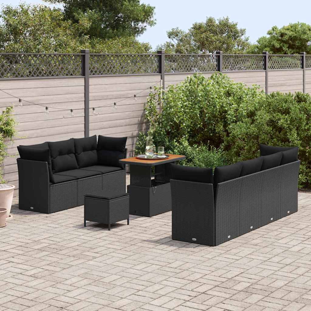 8721288415684_mo-im_en_hd_2 vidaXL Garden Sofa Set Height-Adjustable 10 pcs Black Poly Rattan - Image 3