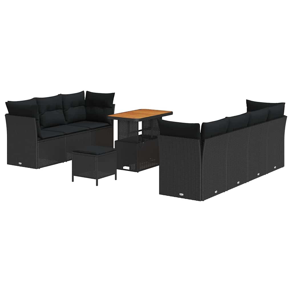 8721288415684_wbg-an-m_en_hd_4 vidaXL Garden Sofa Set Height-Adjustable 10 pcs Black Poly Rattan - Image 2