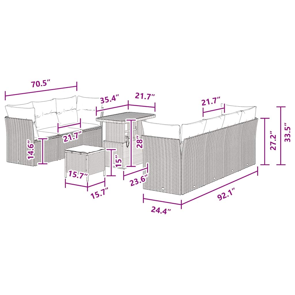 8721288415684_wbg-siz_en_hd_1 vidaXL Garden Sofa Set Height-Adjustable 10 pcs Black Poly Rattan - Image 9