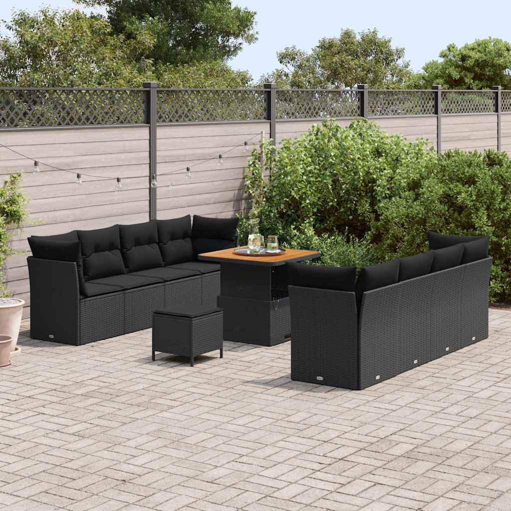 8721288415738_mo-im_en_hd_2 vidaXL Garden Sofa Set Height-Adjustable 11 pcs Black Poly Rattan - Image 3
