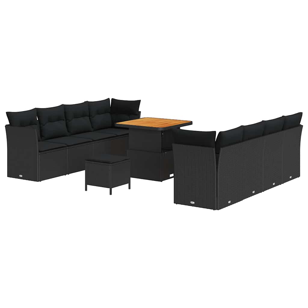 8721288415738_wbg-an-m_en_hd_4 vidaXL Garden Sofa Set Height-Adjustable 11 pcs Black Poly Rattan - Image 2
