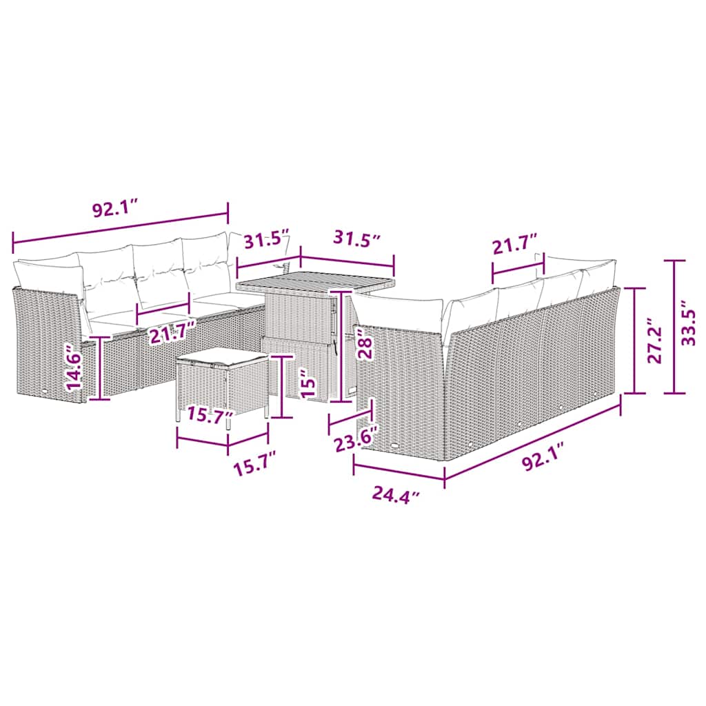 8721288415738_wbg-siz_en_hd_1 vidaXL Garden Sofa Set Height-Adjustable 11 pcs Black Poly Rattan - Image 9