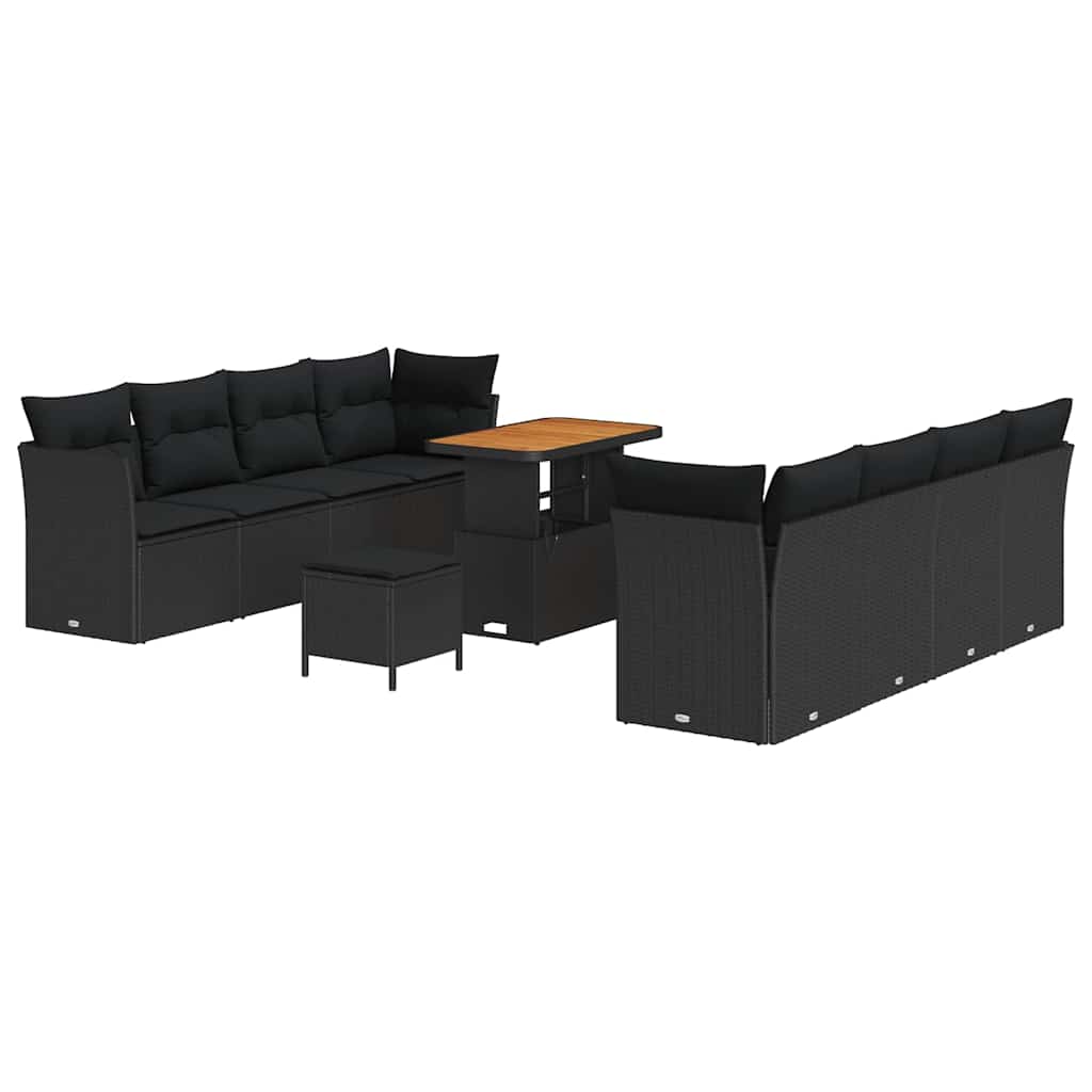 8721288415783_wbg-an-m_en_hd_4 vidaXL Garden Sofa Set Height-Adjustable 11 pcs Black Poly Rattan - Image 2