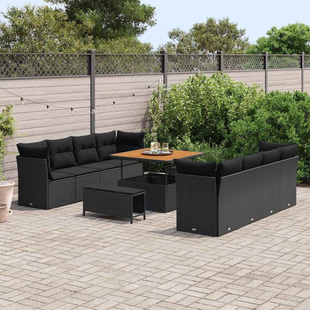 8721288415837_mo-im_en_hd_2 vidaXL Garden Sofa Set Height-Adjustable 11 pcs Black Poly Rattan - Image 3