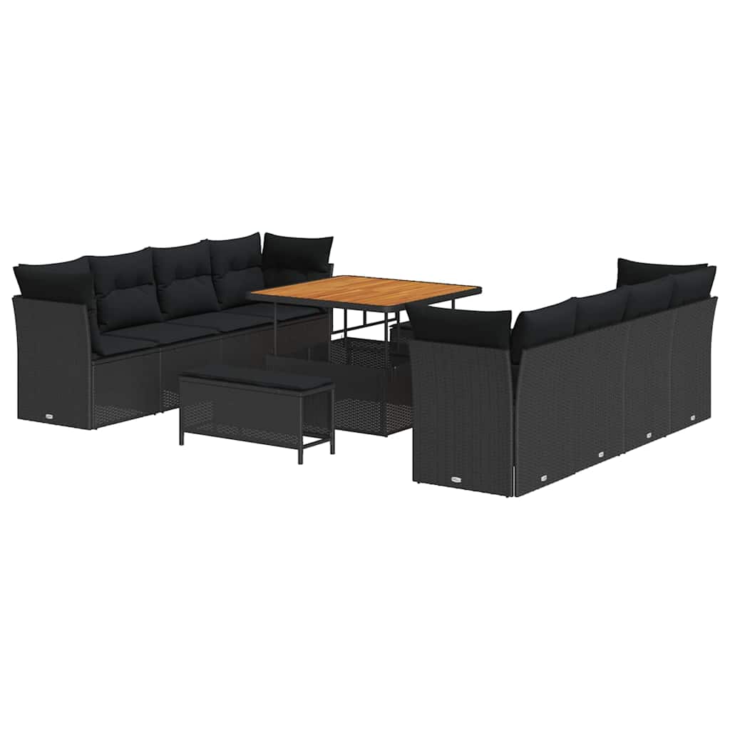 8721288415837_wbg-an-m_en_hd_4 vidaXL Garden Sofa Set Height-Adjustable 11 pcs Black Poly Rattan - Image 2