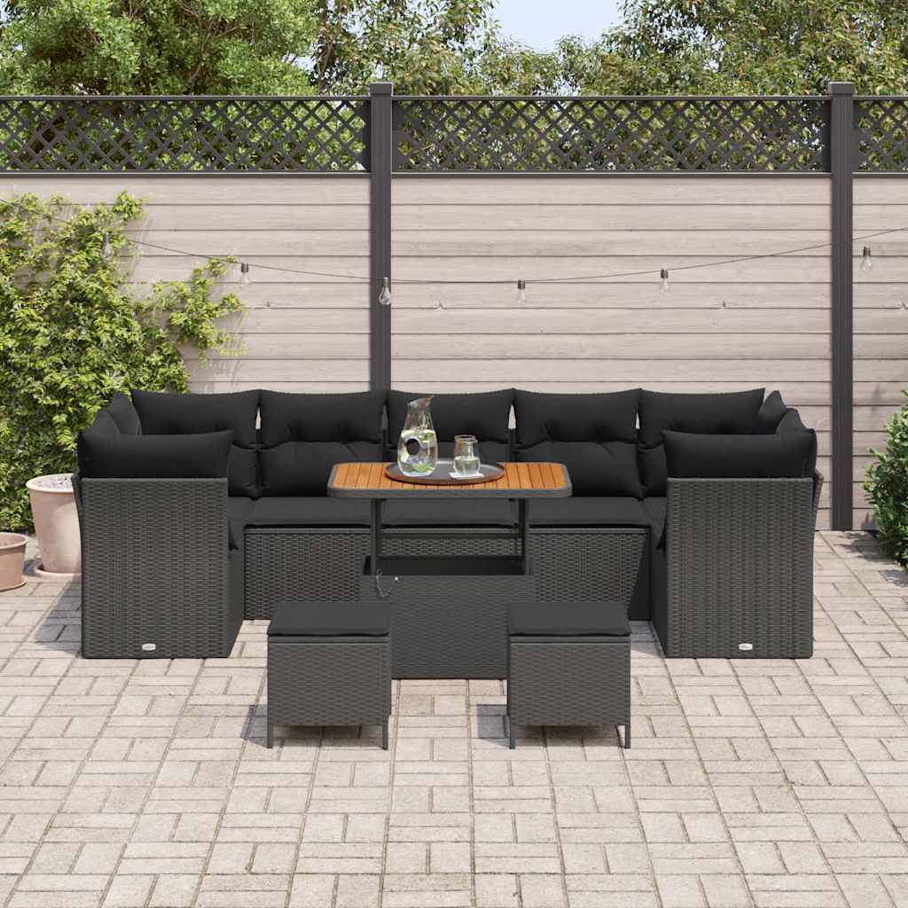 8721288415882_mo-im_en_hd_2 vidaXL Garden Sofa Set Height-Adjustable 10 pcs Black Poly Rattan - Image 3