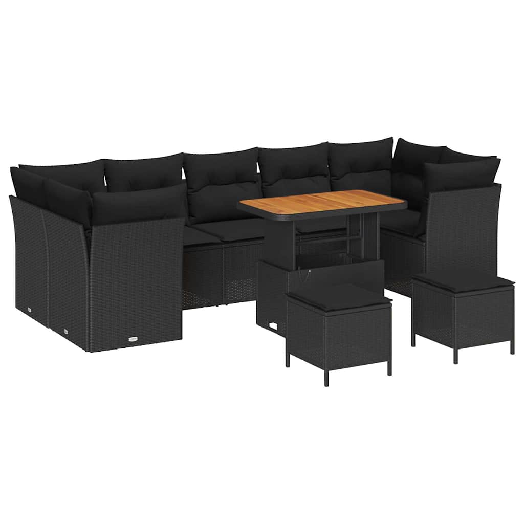 8721288415882_wbg-an-m_en_hd_4 vidaXL Garden Sofa Set Height-Adjustable 10 pcs Black Poly Rattan - Image 2