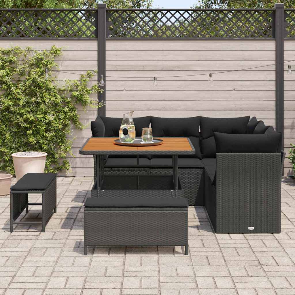 8721288415936_mo-im_en_hd_2 vidaXL Garden Sofa Set Height-Adjustable 8 pcs Black Poly Rattan - Image 3