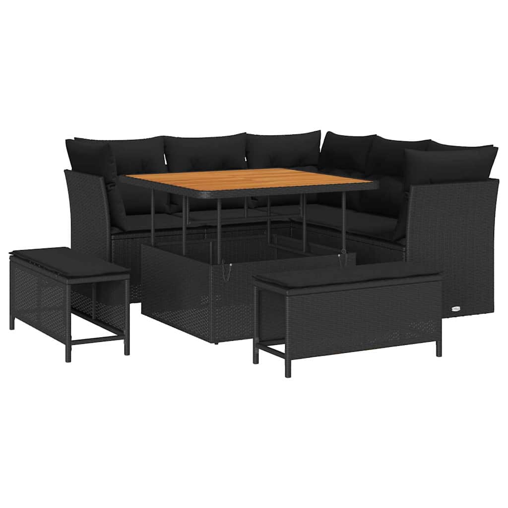 8721288415936_wbg-an-m_en_hd_4 vidaXL Garden Sofa Set Height-Adjustable 8 pcs Black Poly Rattan - Image 2