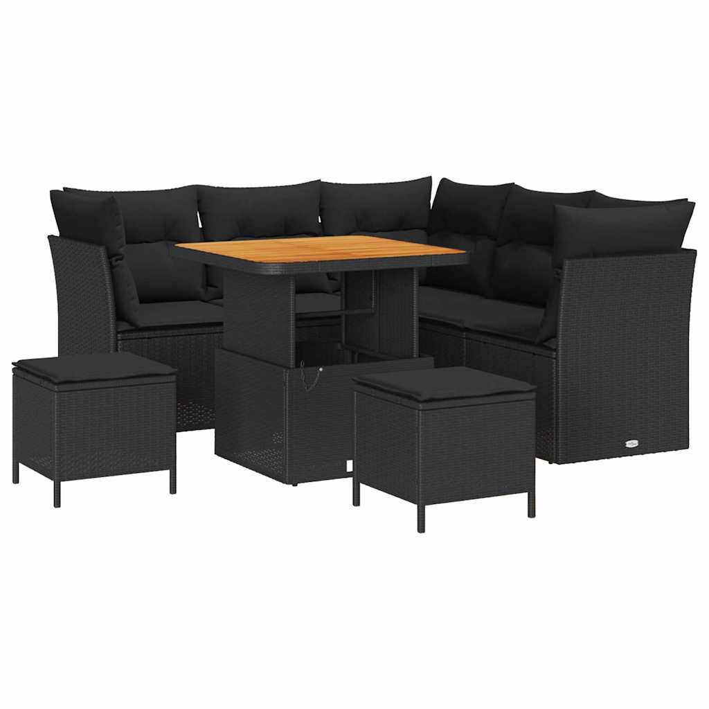 8721288415981_wbg-an-m_en_hd_4 vidaXL Garden Sofa Set Height-Adjustable 8 pcs Black Poly Rattan - Image 2