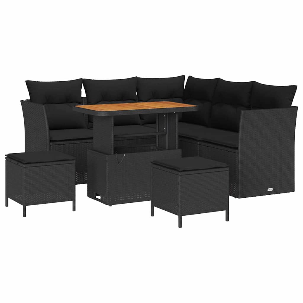 8721288416032_wbg-an-m_en_hd_4 vidaXL Garden Sofa Set Height-Adjustable 8 pcs Black Poly Rattan - Image 2