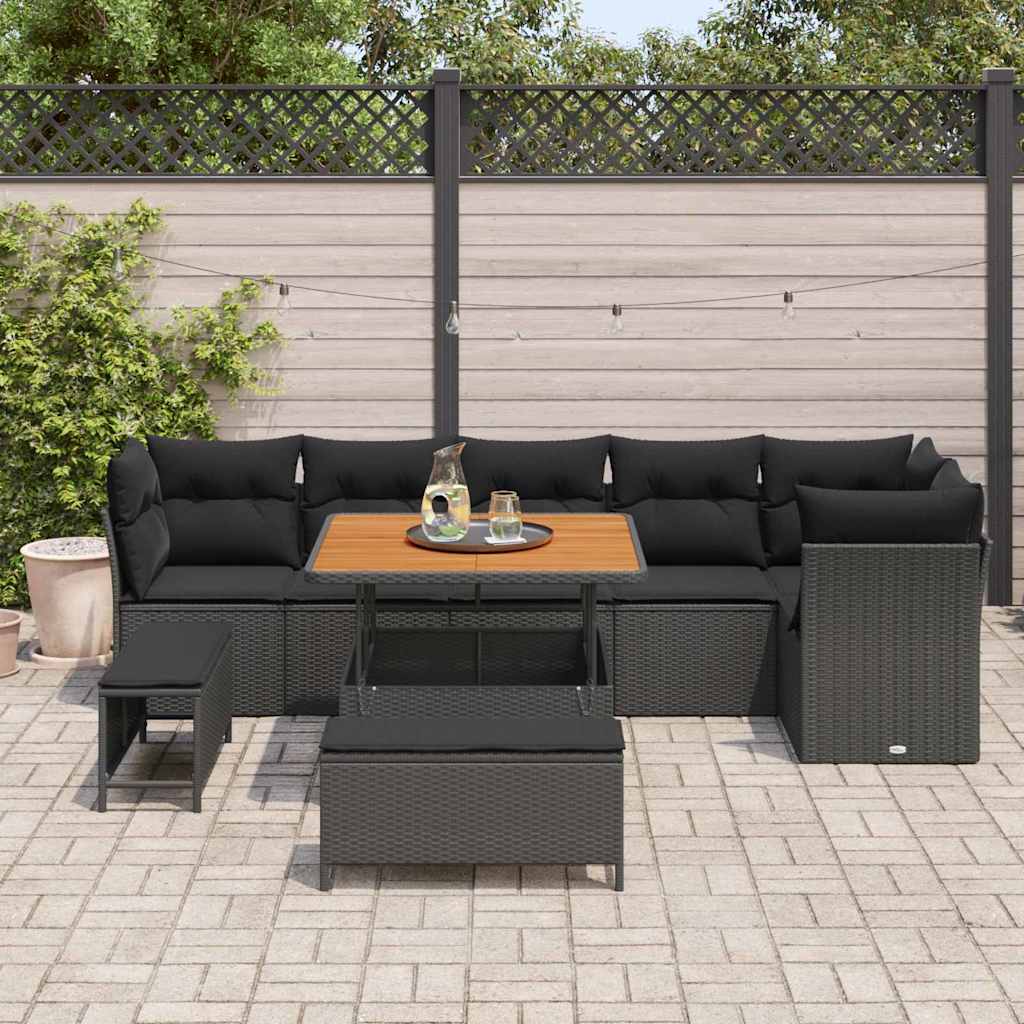 8721288416131_mo-im_en_hd_2 vidaXL Garden Sofa Set Height-Adjustable 9 pcs Black Poly Rattan - Image 3