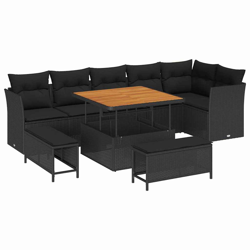 8721288416131_wbg-an-m_en_hd_4 vidaXL Garden Sofa Set Height-Adjustable 9 pcs Black Poly Rattan - Image 2