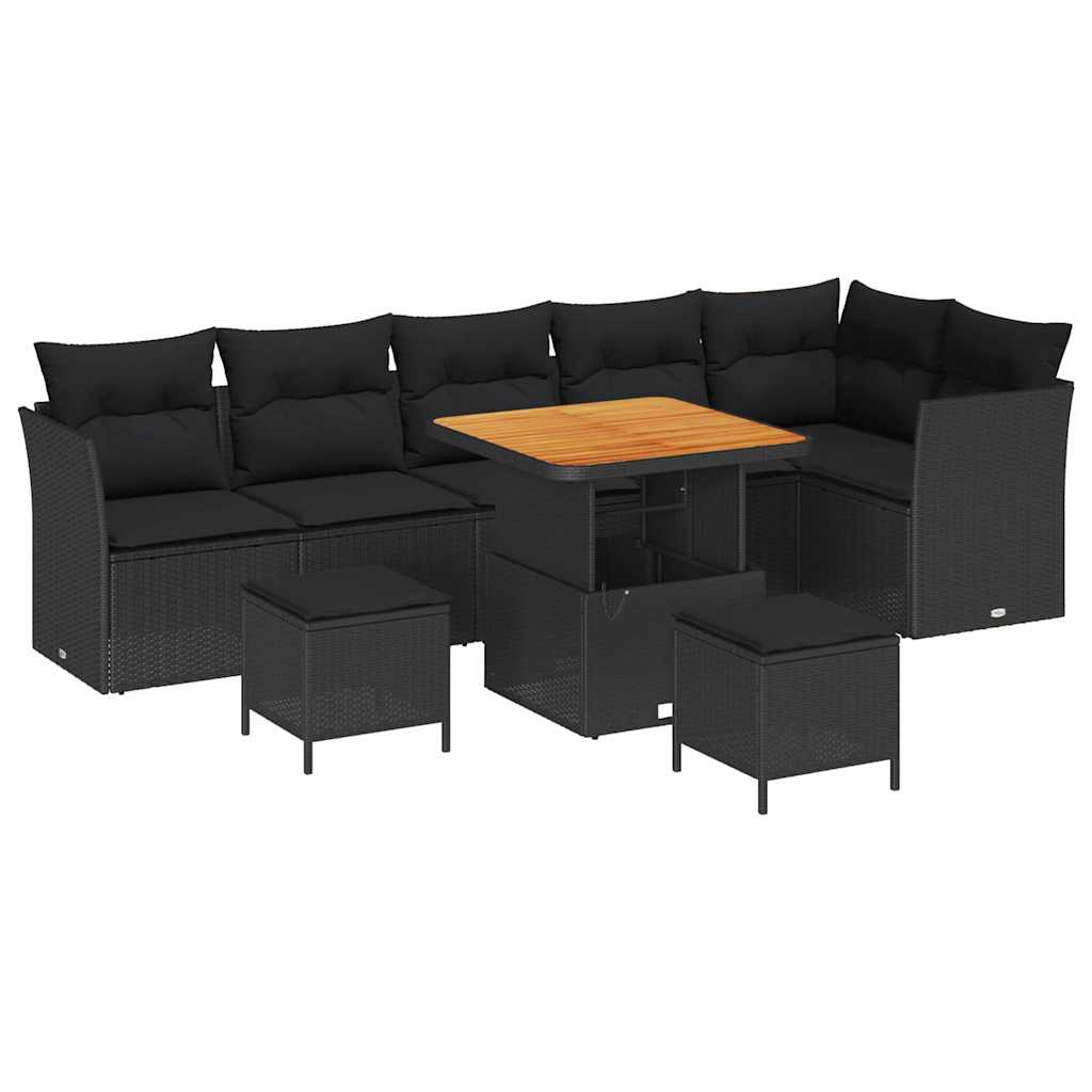 8721288416186_wbg-an-m_en_hd_4 vidaXL Garden Sofa Set Height-Adjustable 9 pcs Black Poly Rattan - Image 2