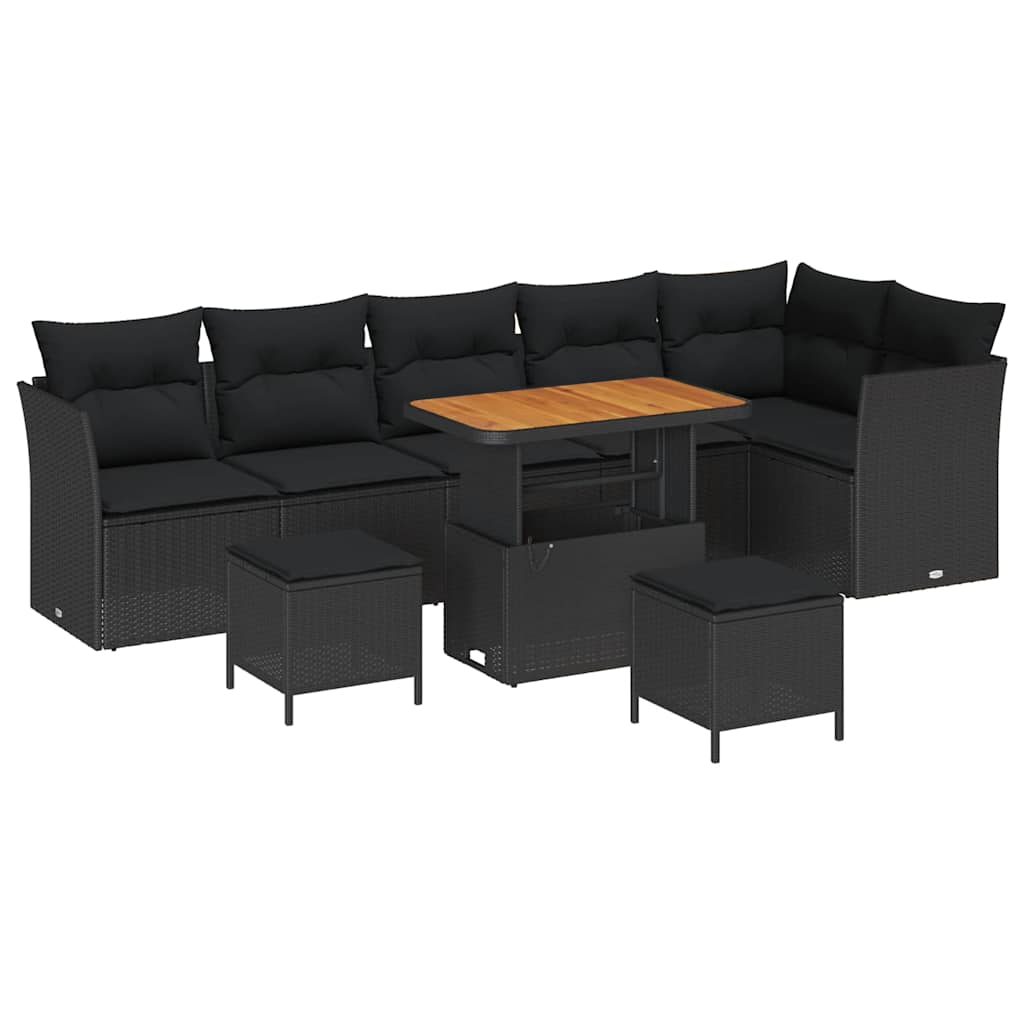 8721288416230_wbg-an-m_en_hd_4 vidaXL Garden Sofa Set Height-Adjustable 9 pcs Black Poly Rattan - Image 2