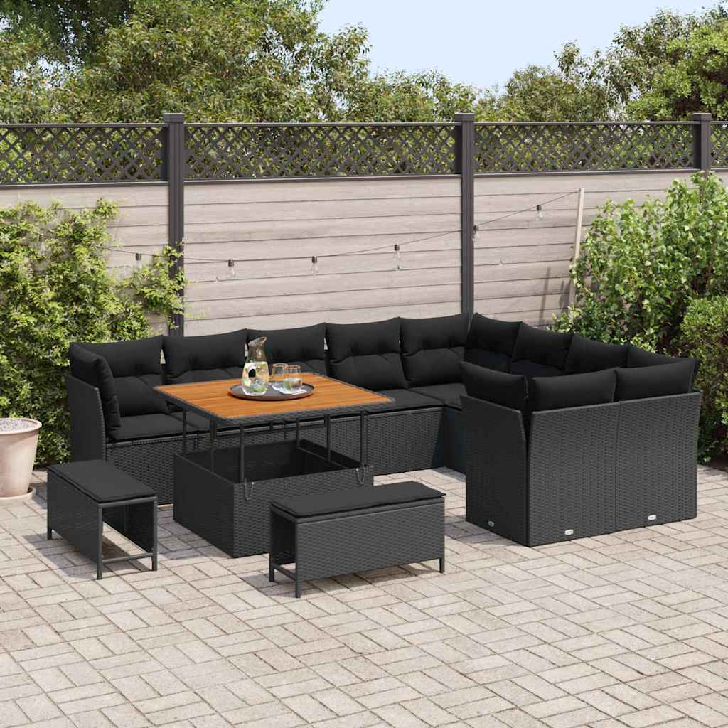 8721288416339_mo-im_en_hd_2 vidaXL Garden Sofa Set Height-Adjustable 12 pcs Black Poly Rattan - Image 3