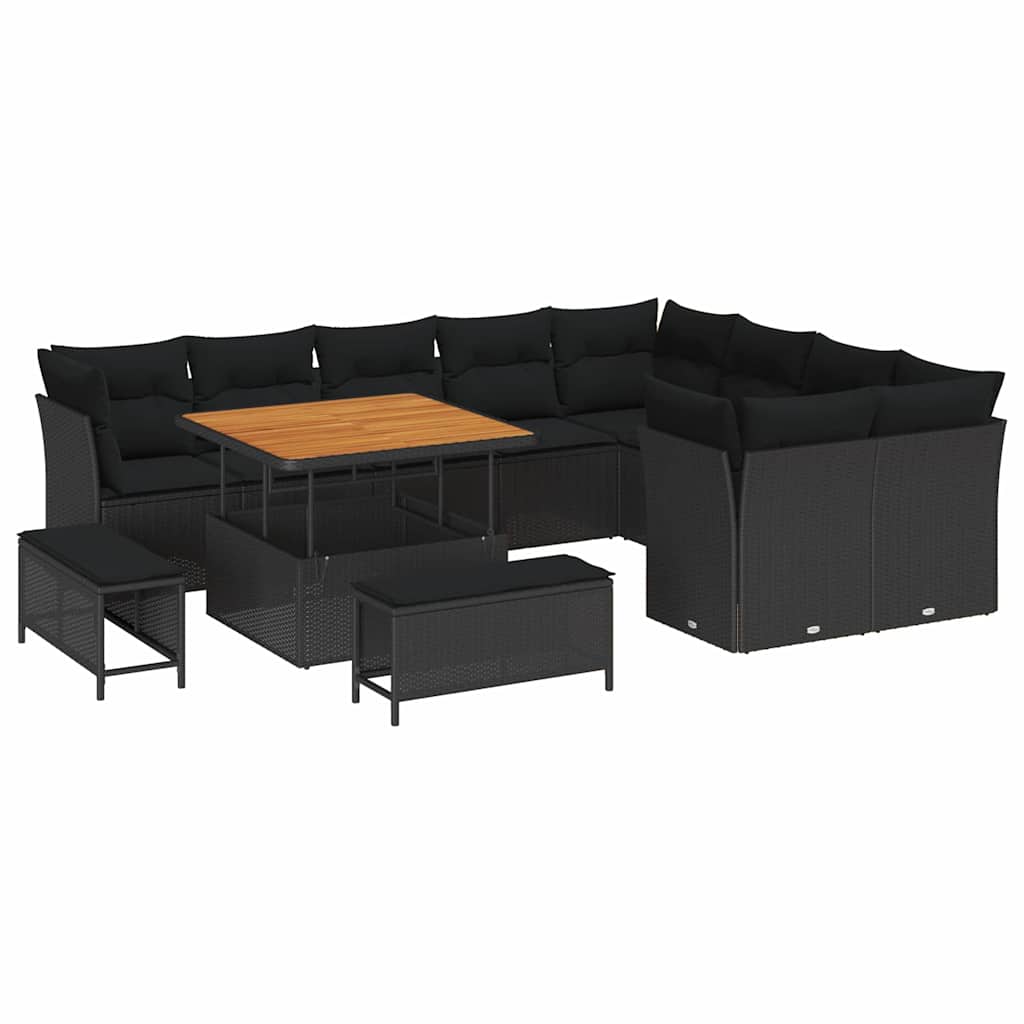 8721288416339_wbg-an-m_en_hd_4 vidaXL Garden Sofa Set Height-Adjustable 12 pcs Black Poly Rattan - Image 2