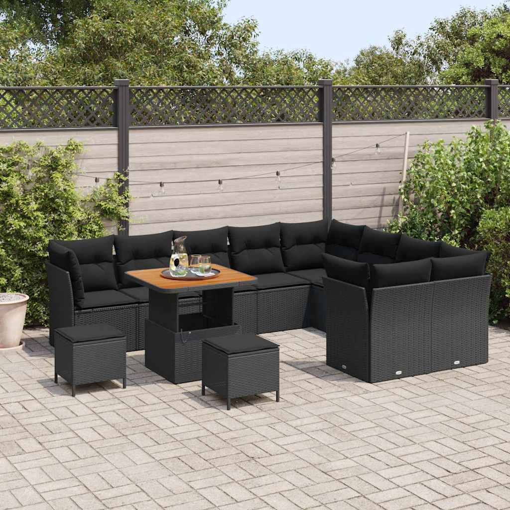 8721288416384_mo-im_en_hd_2 vidaXL Garden Sofa Set Height-Adjustable 12 pcs Black Poly Rattan - Image 3