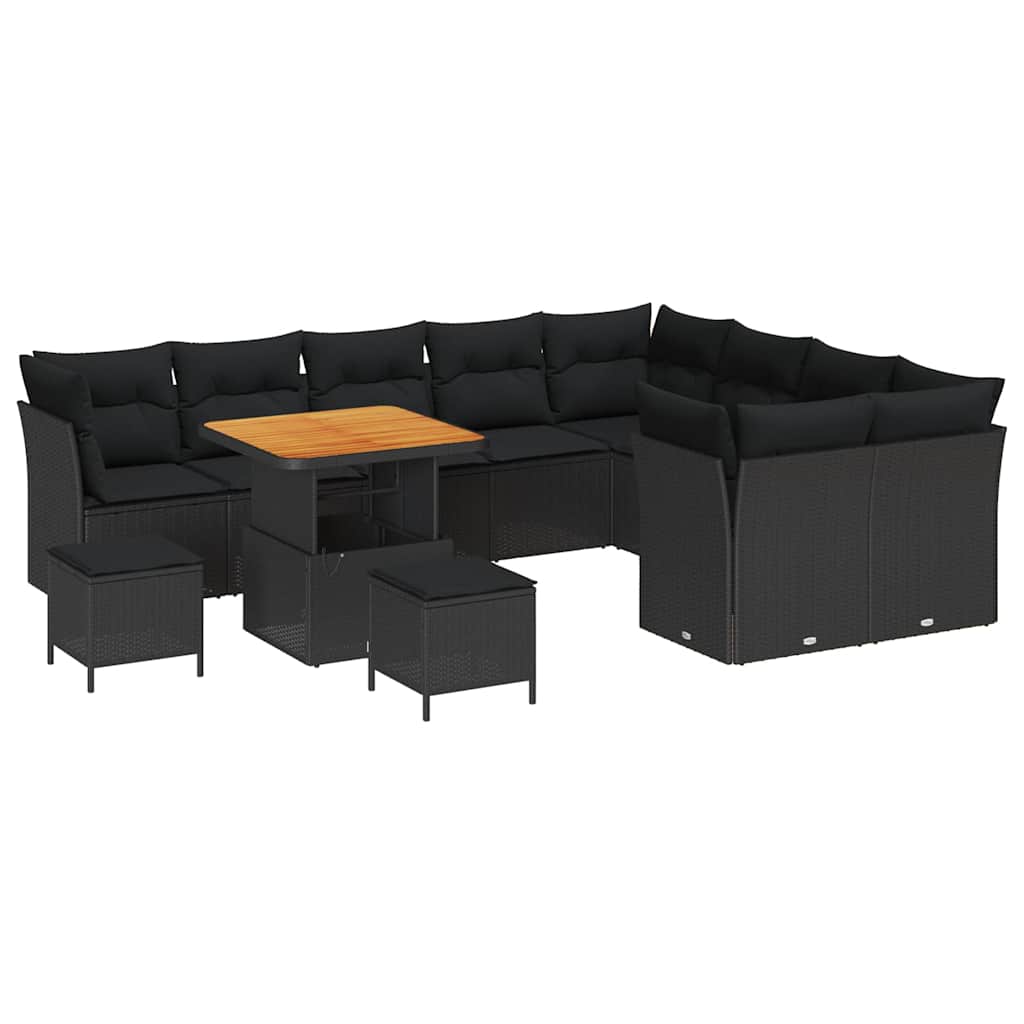 8721288416384_wbg-an-m_en_hd_4 vidaXL Garden Sofa Set Height-Adjustable 12 pcs Black Poly Rattan - Image 2