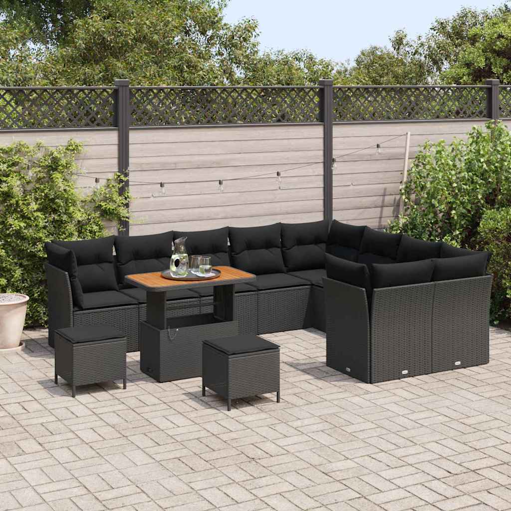 8721288416438_mo-im_en_hd_2 vidaXL Garden Sofa Set Height-Adjustable 12 pcs Black Poly Rattan - Image 3