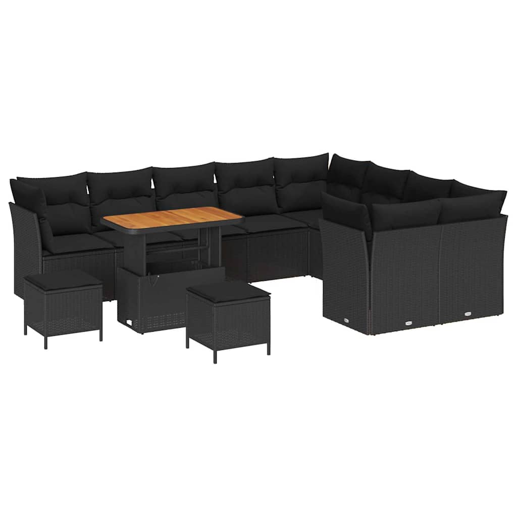 8721288416438_wbg-an-m_en_hd_4 vidaXL Garden Sofa Set Height-Adjustable 12 pcs Black Poly Rattan - Image 2