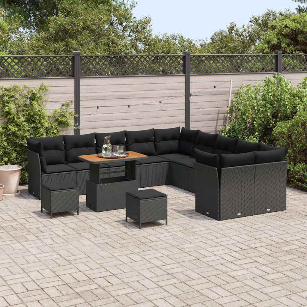 8721288416636_mo-im_en_hd_2 vidaXL Garden Sofa Set Height-Adjustable 13 pcs Black Poly Rattan - Image 3