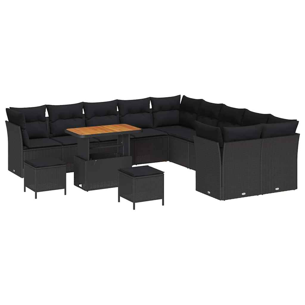 8721288416636_wbg-an-m_en_hd_4 vidaXL Garden Sofa Set Height-Adjustable 13 pcs Black Poly Rattan - Image 2